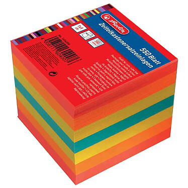 HERLITZ Recharge 550 Feuilles pour boîtier de bloc cube 90 x 90 mm, Coloré