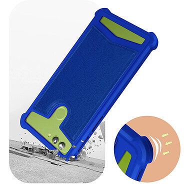 Acheter Avizar Coque Smartphone 5'' à 5.3'' Silicone Gel Coins Renforcés Dos Effet Cuir  Bleu