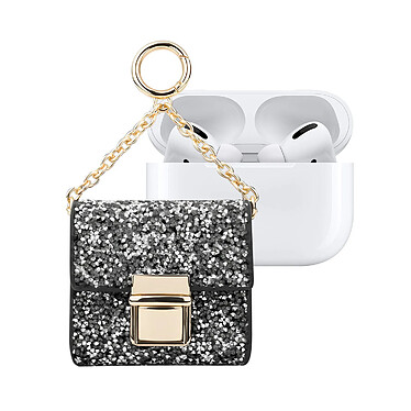 IDEAL OF SWEDEN Mini Sac pour AirPods Toute Génération Modèle Cosmo Étincelante avec Chaîne Noir / Argent