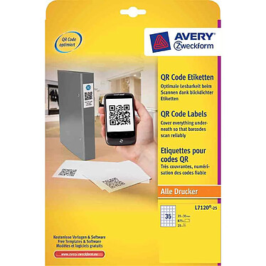 AVERY Boite 875 Etiquettes code QR 30 x 35 mm carrées