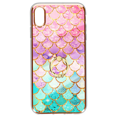 Avizar Coque iPhone XS Max Bi-matière avec Bague de Maintien Motif Écaille Multicolore