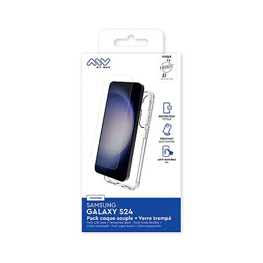 Avis Myway Coque pour Galaxy S24 Souple en TPU et Protection d'Écran en Verre Trempé Transparent