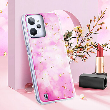 Avis Avizar Coque pour Realme C31 Silicone Semi-rigide Design Cœurs avec Paillettes  Rose