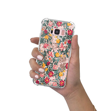 LaCoqueFrançaise Coque Samsung Galaxy S8 Plus Silicone antichocs Solides coins renforcés  transparente Motif Fleurs Beige et Rose pas cher