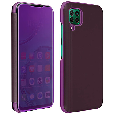 Avizar Housse Huawei P40 Lite Clapet translucide Design Miroir Support Vidéo Violet