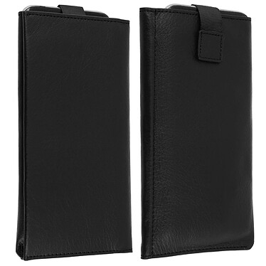 Avizar Etui Slim Smartphones Taille XXL - Etui Portefeuille Cuir Noir modèle Qialino