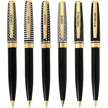 Acheter DRAEGER Stylo Bille de Qualité Noir Rétractable Black and Gold message 'I love you'