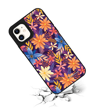 Avis LaCoqueFrançaise Coque iPhone 12 Mini miroir Fleurs violettes et oranges Design