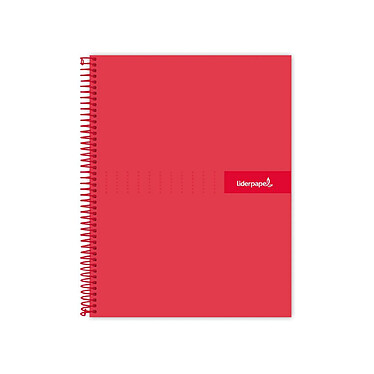 LIDERPAPEL Cahier spirale crafty A4 240p 90g quadrillé 5x5mm microperforé 4 trous - Rouge