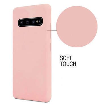 Evetane Coque Samsung Galaxy S10 Rose Silicone liquide+ 2 Vitres en Verre trempé Protection écran Antichocs pas cher