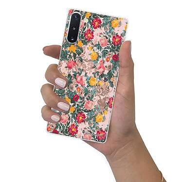 LaCoqueFrançaise Coque Samsung Galaxy Note 10 360 intégrale transparente Motif Fleurs Beige et Rose Tendance pas cher