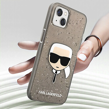 Acheter Karl Lagerfeld Coque Paillette pour iPhone 13 Mini Finition Fumée Noir Transparent