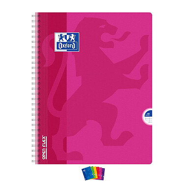 OXFORD Cahier OPENFLEX spirale 24x32cm 180p grands carreaux 90g Coloris Aléatoire