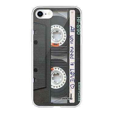 Evetane Coque iPhone 7/8/ iPhone SE 2020/ 2022 silicone transparente Motif Cassette ultra resistant