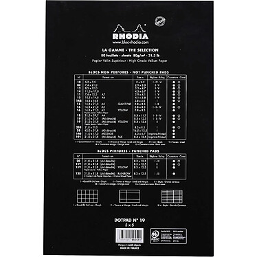 Avis RHODIA Bloc dotPad BLACK N°19 21x31,8cm 80 Feuilles agrafées 80g matrice points 5mm