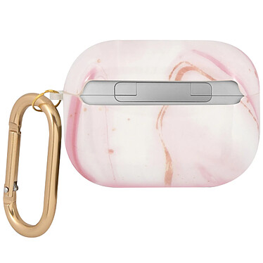 Guess Coque pour AirPods Pro Marbrée Silicone Rigide avec Mousqueton Rose pas cher