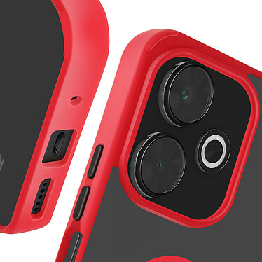 Avizar Coque pour Xiaomi Redmi 13 Bague Métallique Support Vidéo Rouge pas cher