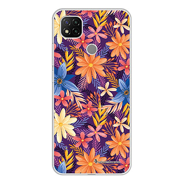 LaCoqueFrançaise Coque Xiaomi Redmi 9C 360 intégrale transparente Motif Fleurs violettes et oranges Tendance