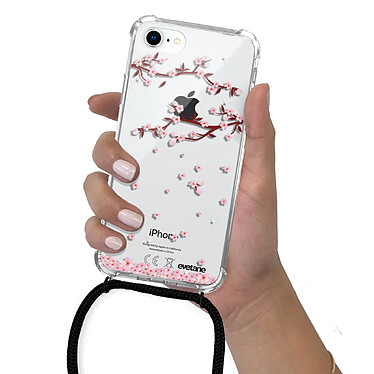 Evetane Coque cordon iPhone 7/8/ iPhone SE 2020 noir Dessin Chute De Fleurs pas cher