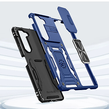 Avizar Coque pour Samsung Galaxy Z Fold 5 Antichoc Cache Caméra Bague Support  Bleu Nuit pas cher