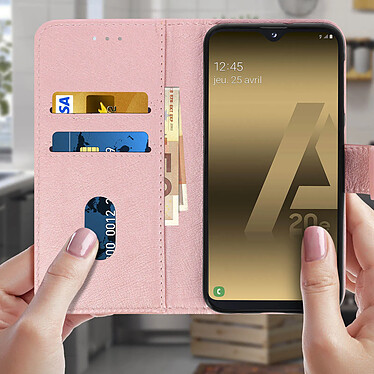 Avis Avizar Etui folio Rose Champagne Stand Vidéo pour Samsung Galaxy A20e