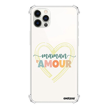 Evetane Coque iPhone 12/12 Pro Silicone antichocs Solides coins renforcés  transparente Motif Maman d'amour