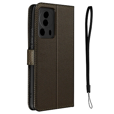 Avizar Étui Folio pour Xiaomi 13 Lite porte-cartes effet croisillons avec dragonne  Marron