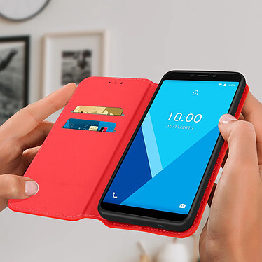 Avis Avizar Housse Wiko Y51 Étui Folio Portefeuille Fonction Support rouge