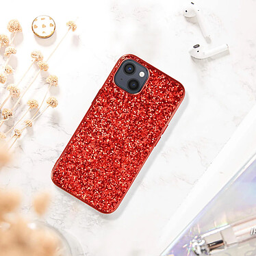 Acheter Avizar Coque iPhone 13 Mini Design Paillettes Rigide Bord Souple Finition Relief Rouge