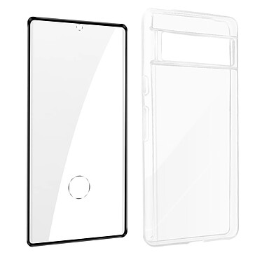 Avizar Coque pour Google Pixel 7 Pro Silicone Souple et Film Verre Trempé 9H  Contour noir