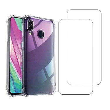 Acheter Evetane Coque Samsung Galaxy A40 Antichoc coins renforces Silicone + 2 Vitres en verre trempe Protection ecran