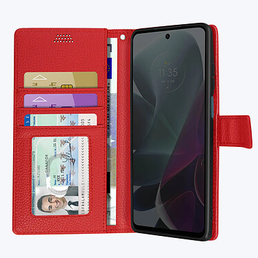 Acheter Avizar Housse pour Motorola Moto G200 5G Aspect Grainé Clapet Portefeuille Support Vidéo  Rouge