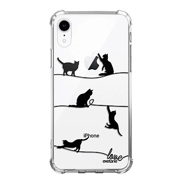 Evetane Coque iPhone Xr anti-choc souple angles renforcés transparente Motif Chat Lignes