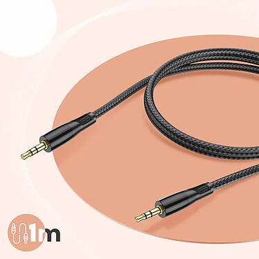 Avis XO Câble Audio Jack 3.5mm Mâle vers Mâle Nylon Tressé 1m Connecteurs PVC Noir