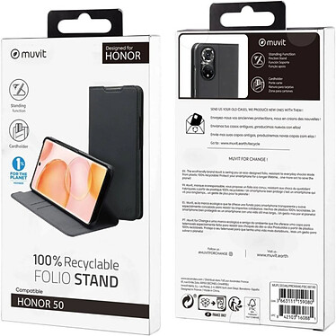 Acheter Muvit Étui de Protection pour Honor 50 Folio Stand Noir