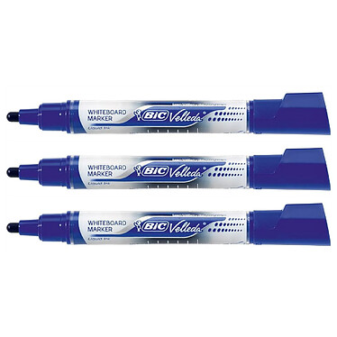 BIC Feutre tableau blanc effaçable à sec LIQUID INK Tank Pointe Ogive Large Bleu x 3