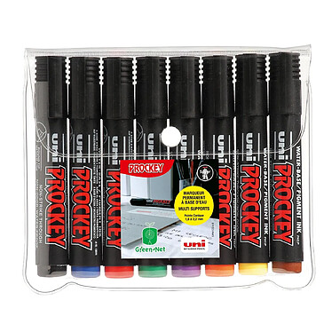 PROCKEY Etui de 8 marqueurs PROCKEY PM122/8 permanents Pte conique moy. 1,8 - 2,2mm Assorti