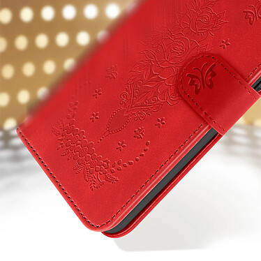 Avizar Étui Portefeuille pour Xiaomi Redmi 12C, Simili Cuir Motif Papillon Floral Rouge pas cher