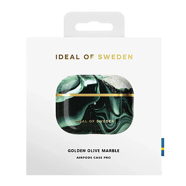 iDeal of Sweden Coque pour AirPods Pro 2 Marbrée Élégante Golden Olive Marble Vert Foncé pas cher