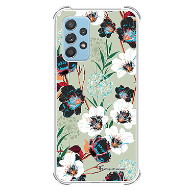 LaCoqueFrançaise Coque Samsung Galaxy A52 Silicone antichocs Solides coins renforcés  transparente Motif Fleurs vert d'eau