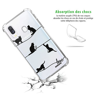 Avis Evetane Coque Samsung Galaxy A40 anti-choc souple angles renforcés transparente Motif Chat Lignes