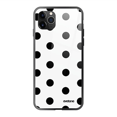 Evetane Coque en verre trempé iPhone 11 Pro Max Pois Noir