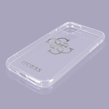 Guess Coque pour iPhone 12 Pro Max Bi-matière 4G Charms  Transparent Logo argent pas cher