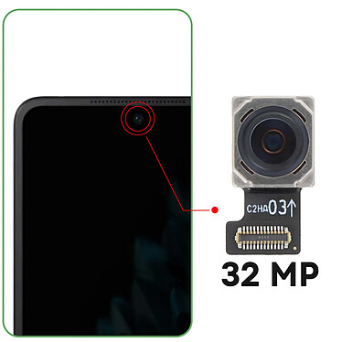 Avis Clappio Caméra Avant pour Oppo Find N2 Flip Capteur Selfie 32MP Noir