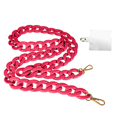 Avizar Bijou Téléphone Universel Grosse Maille Chaines 120cm avec Double Attache  fuchsia