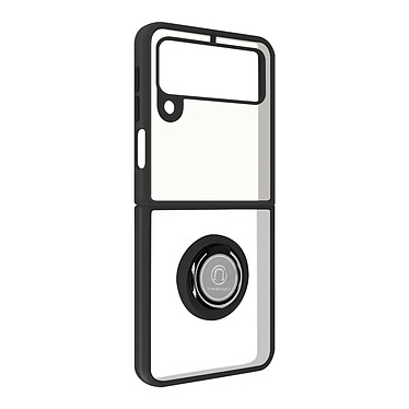 Avizar Coque Samsung Galaxy Z Flip 3 Bi-matière Bague Métallique Support Vidéo Noir