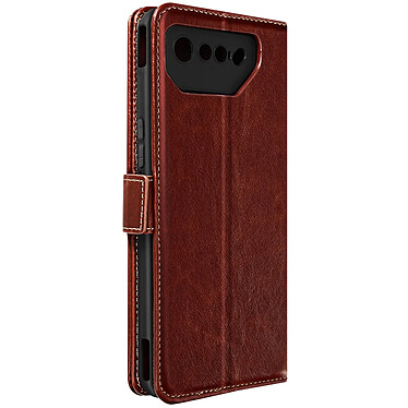 Avizar Housse pour Asus Rog Phone 7 Cuir Véritable Clapet Porte-carte Support Vidéo  Marron