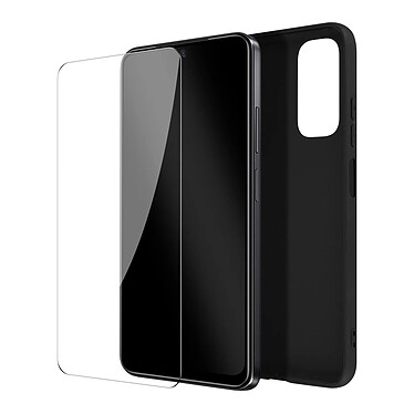 Avizar Coque pour Xiaomi Redmi Note 11 et Note 11s Souple Noir et Verre Trempé 9H  Transparent