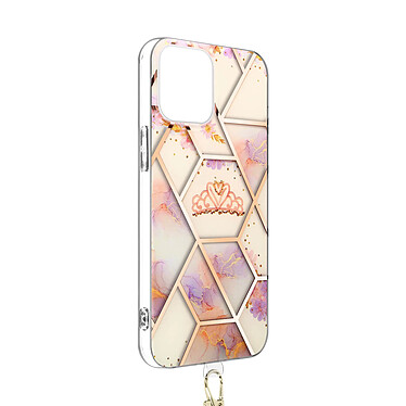 Acheter Avizar Coque Cordon iPhone 12 Motif géométrique en Silicone Gel rose gold