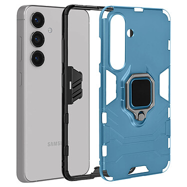 Avizar Coque pour Samsung Galaxy S24 Anneau Support Bi-matière Antichoc Bleu Clair pas cher